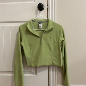 Cropped green north face long sleeve